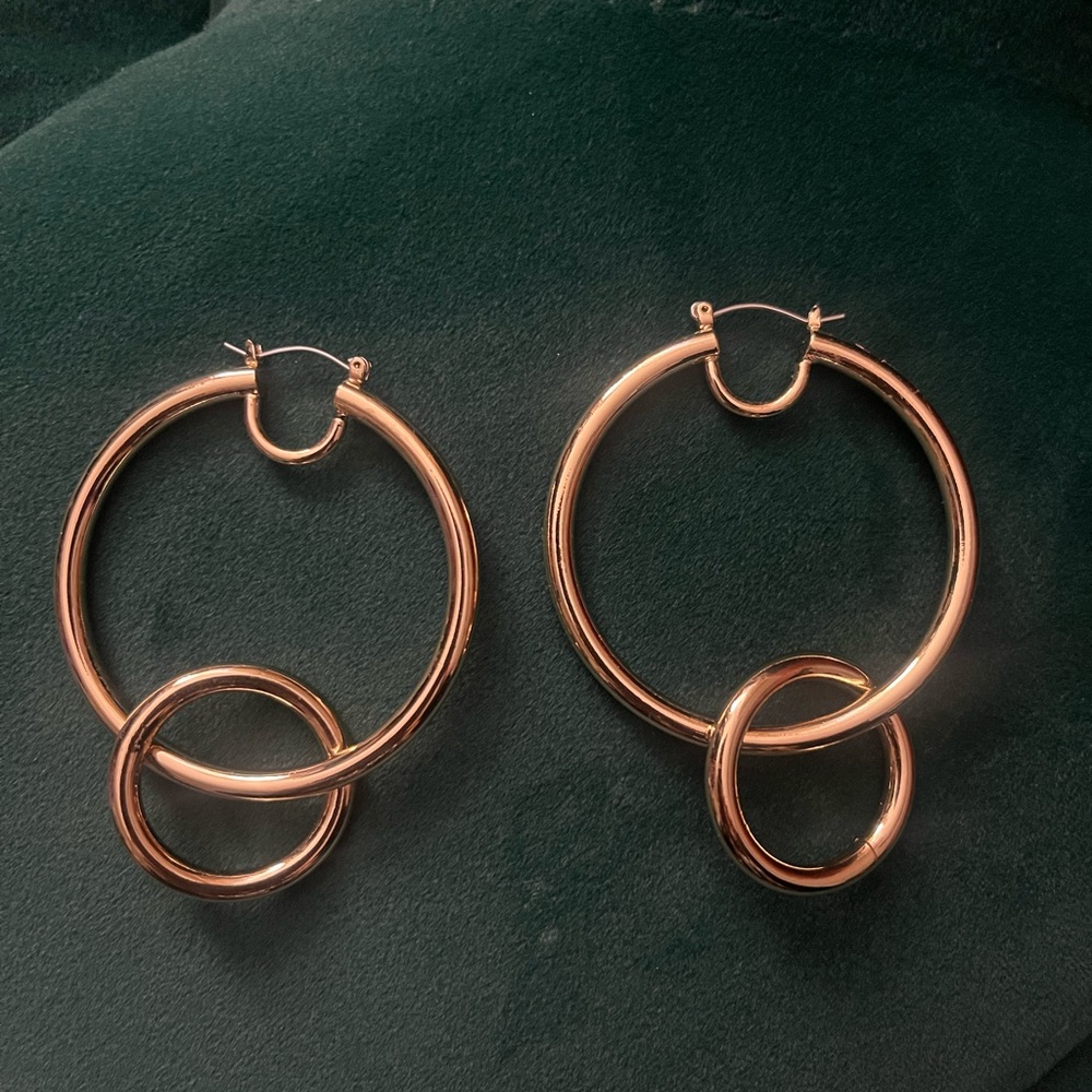 Gold double hoop earrings